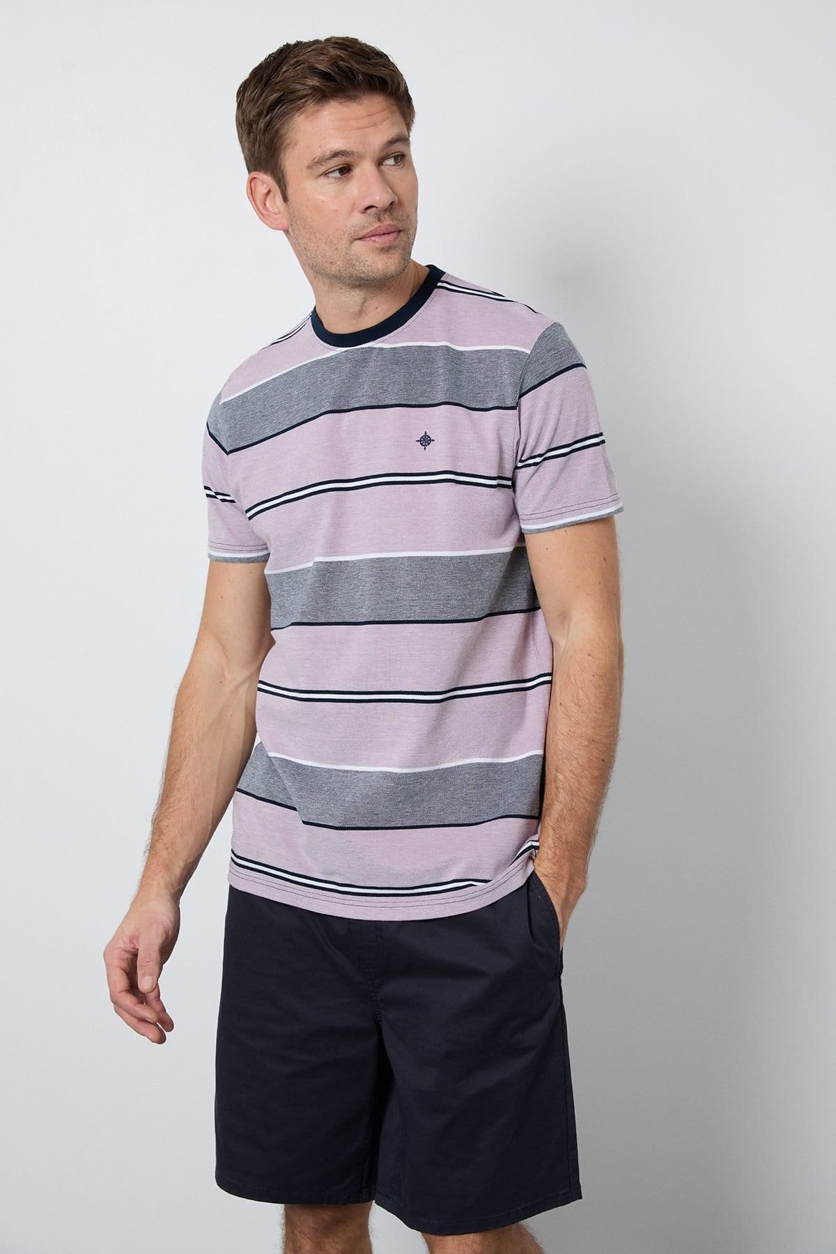 Maine Maine Men's Lilac Stripe T-Shirt - 1