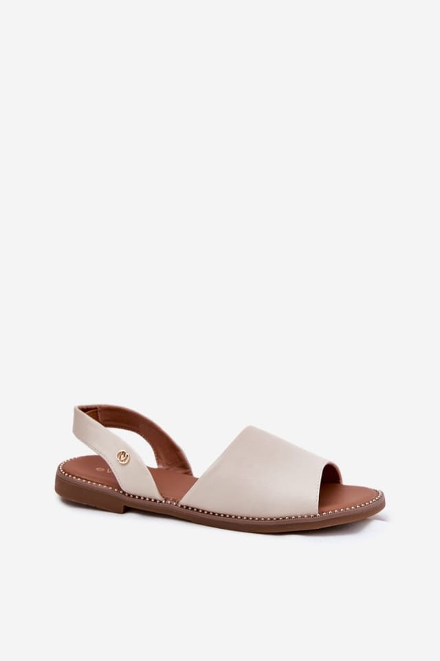 Love Lace Love Lace Women's Flat Heel Sandals with Decorative Back Strap for Day in Beige - 2