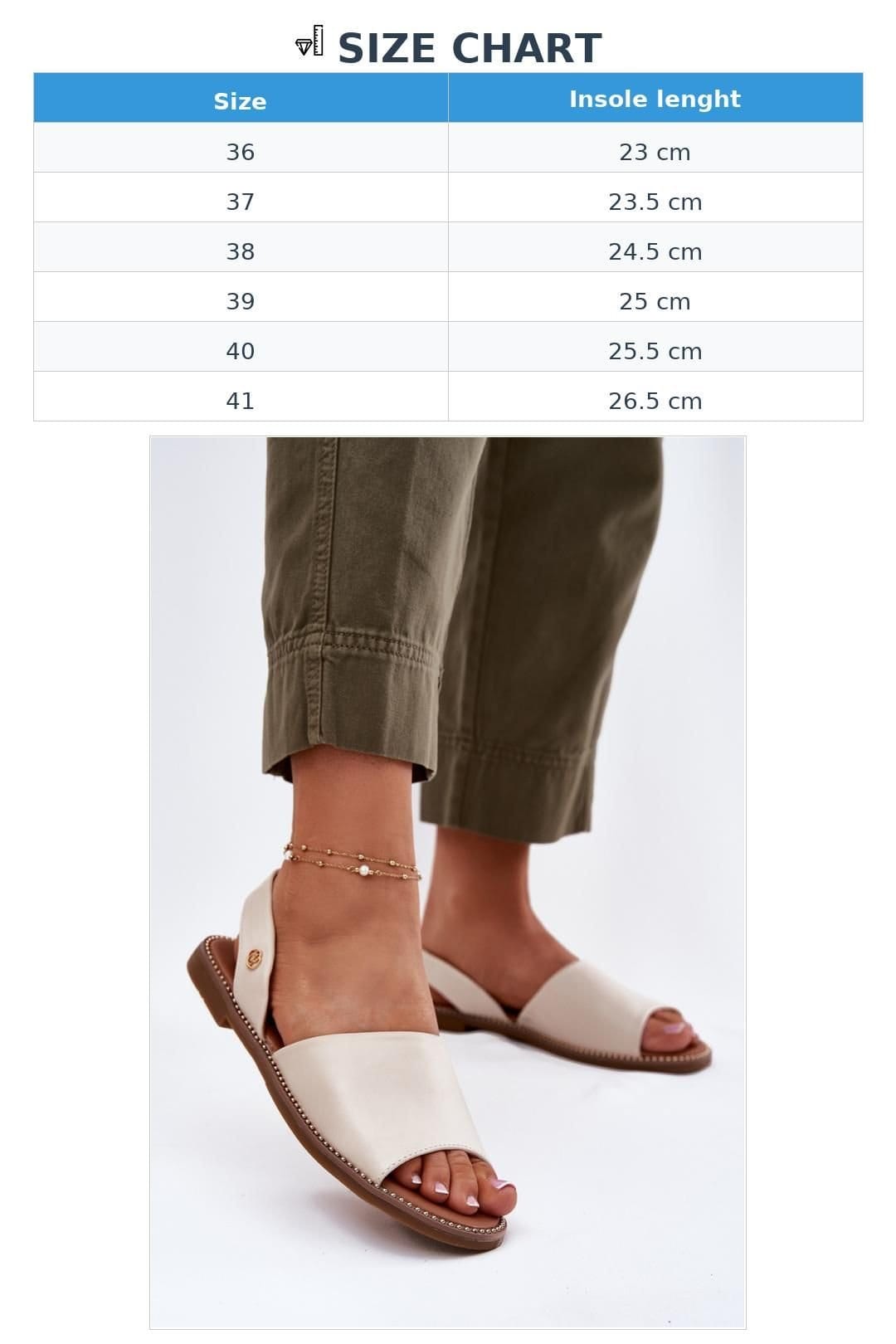 Love Lace Love Lace Women's Flat Heel Sandals with Decorative Back Strap for Day in Beige - 4