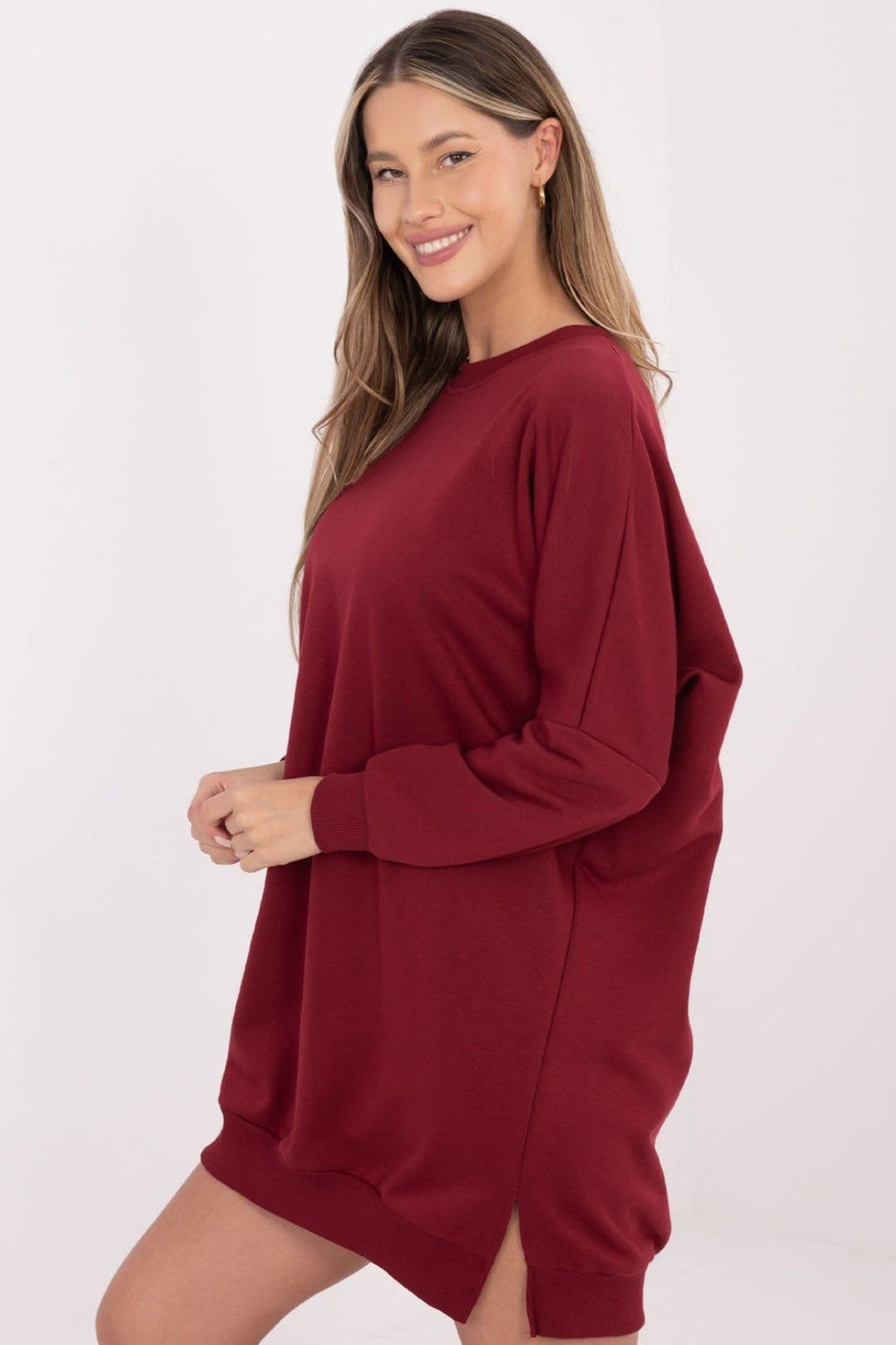 Love Lace Love Lace Women's Comfort Cotton Elastane Sweatshirt Dress Style 222414 in Burgundy - 4
