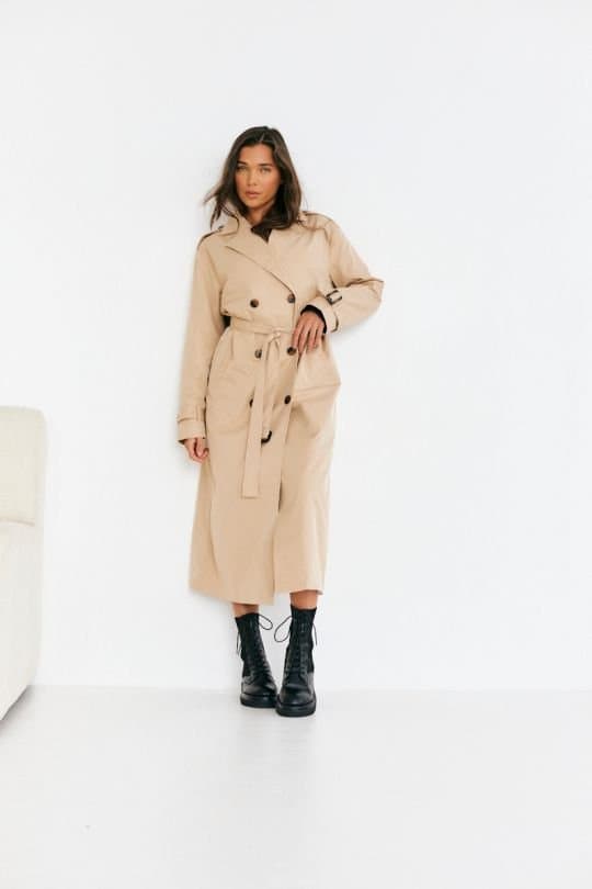 In The Style In The Style Women's Beige Longline Belted Trench Coat