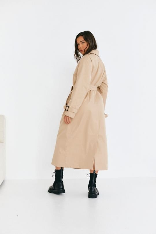 In The Style In The Style Women's Beige Longline Belted Trench Coat - 2
