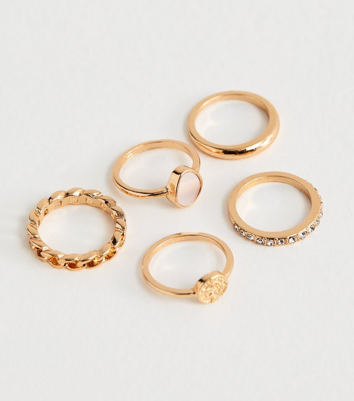 New Look Pack of 5 Gold Tone Sleek Stacking Rings New Look