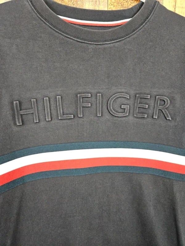 Tommy Hilfiger Tommy Hilfiger Sweatshirt Navy Spellout Stripe Crewneck M