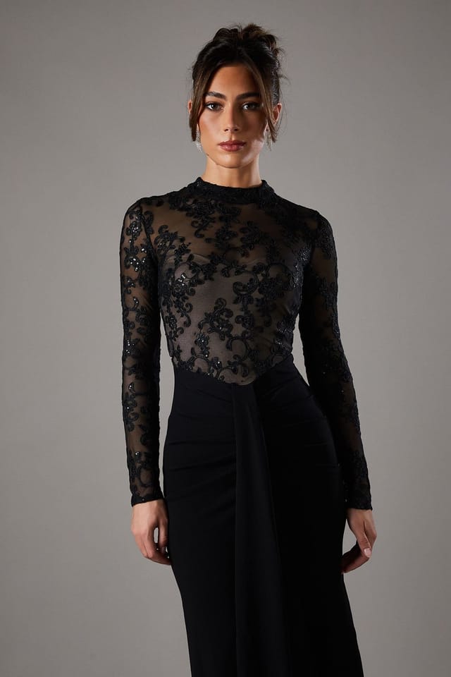 Coast Coast Women's Lace Maxi Dress With Lace Mix in Black - 2