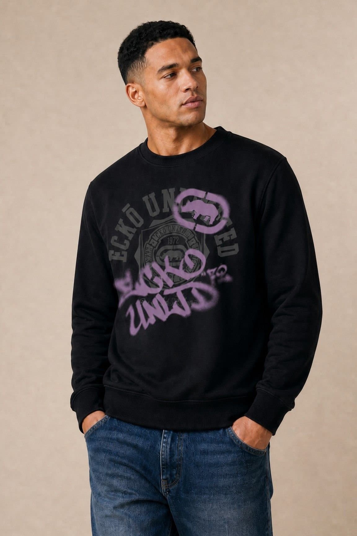 Ecko Untld. Ecko Untld. Men's Varsity Tagged Sweatshirt in Black