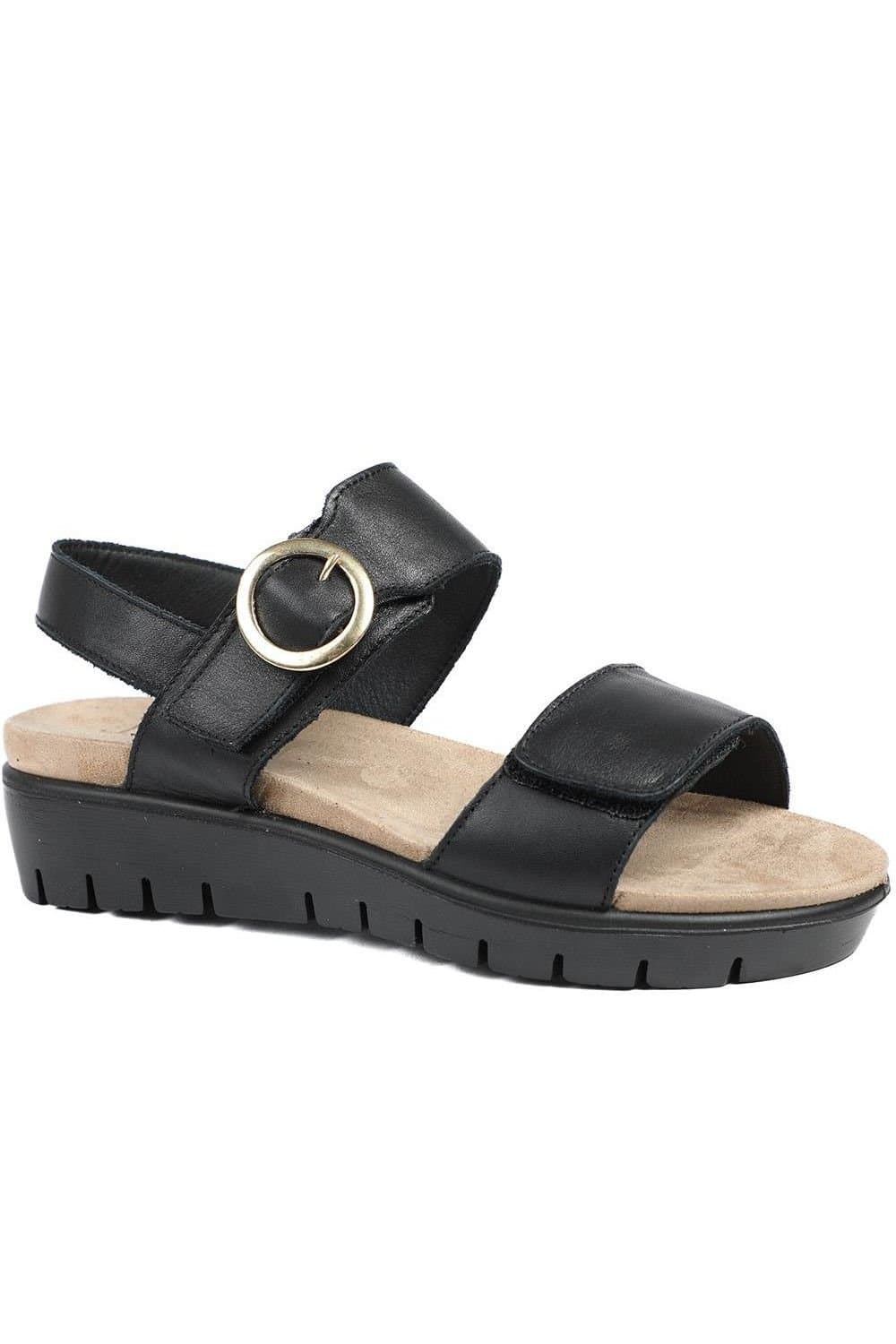 Jones Bootmaker Jones Bootmaker Women's Heloise Leather Wedge Sandals in Black