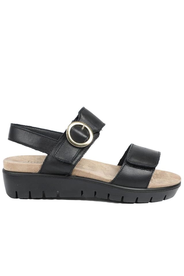 Jones Bootmaker Jones Bootmaker Women's Heloise Leather Wedge Sandals in Black - 2