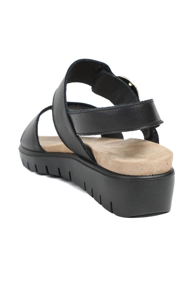 Jones Bootmaker Jones Bootmaker Women's Heloise Leather Wedge Sandals in Black - 3