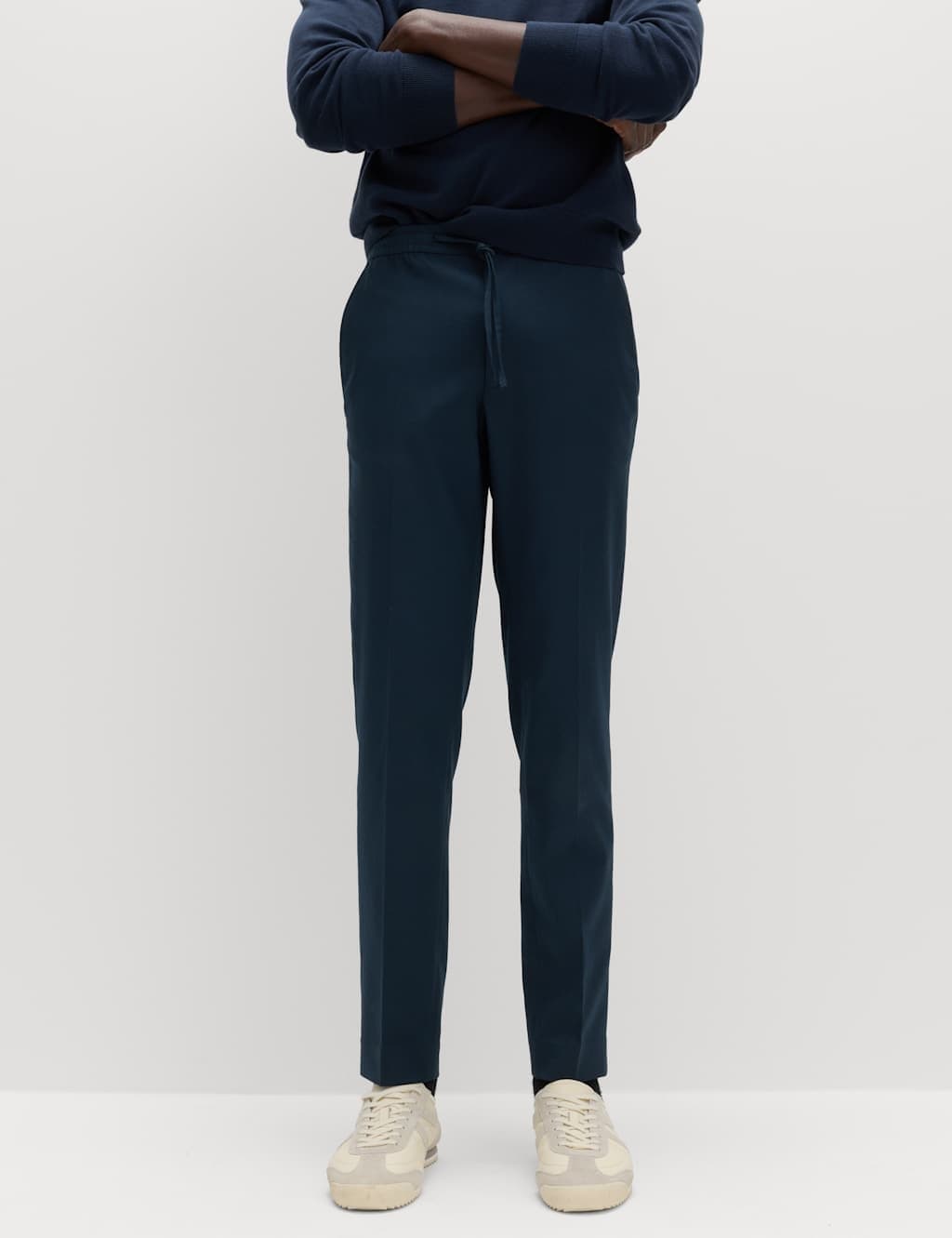 Marks & Spencer M&S Tapered Fit Elasticated Trousers Navy