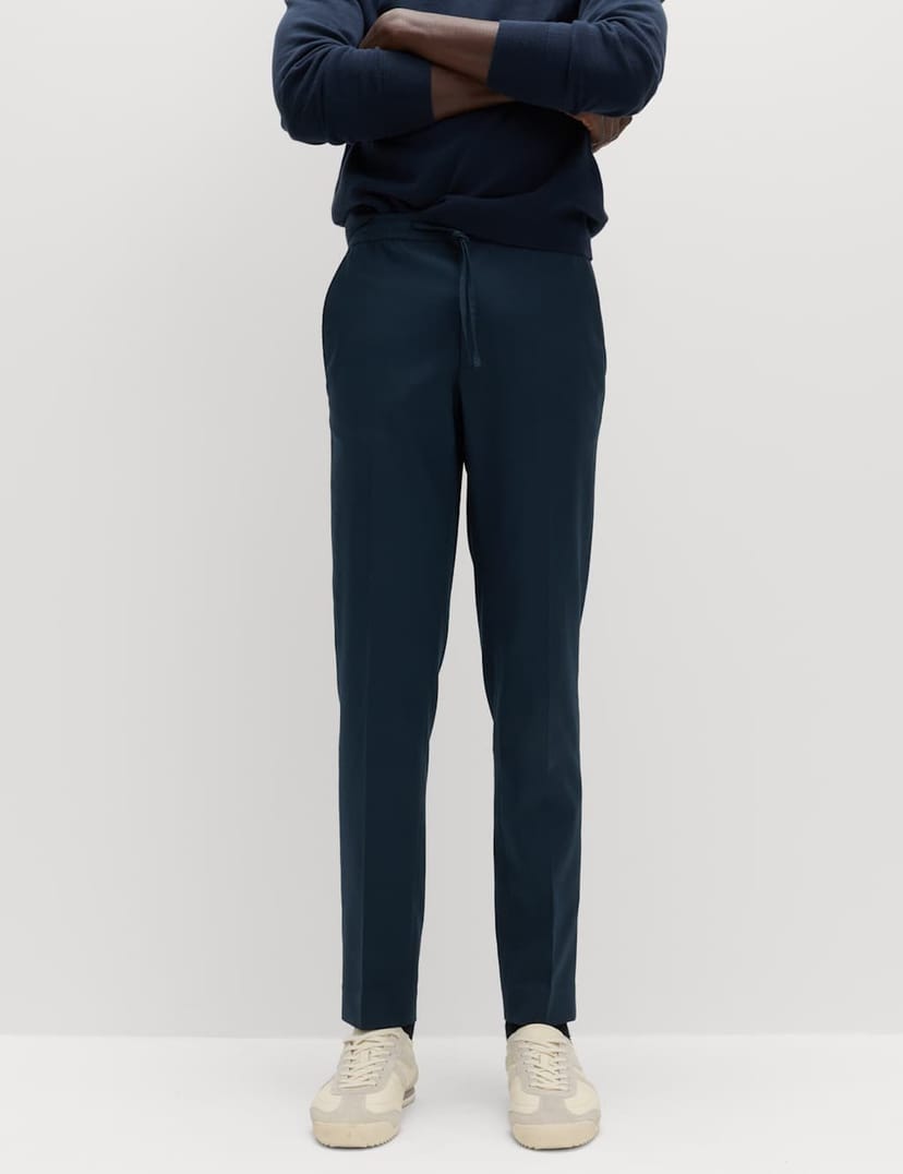 Marks & Spencer M&S Tapered Fit Elasticated Trousers Navy - 1