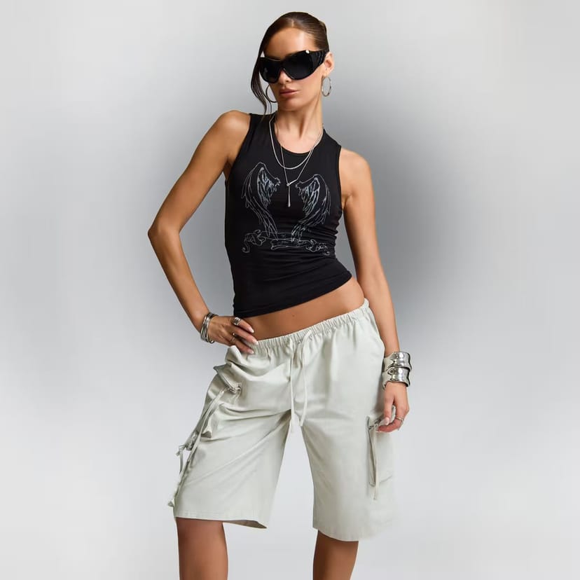 EGO Sleeveless Graphic Vest Top In Black, Women's Size UK 6 - 1