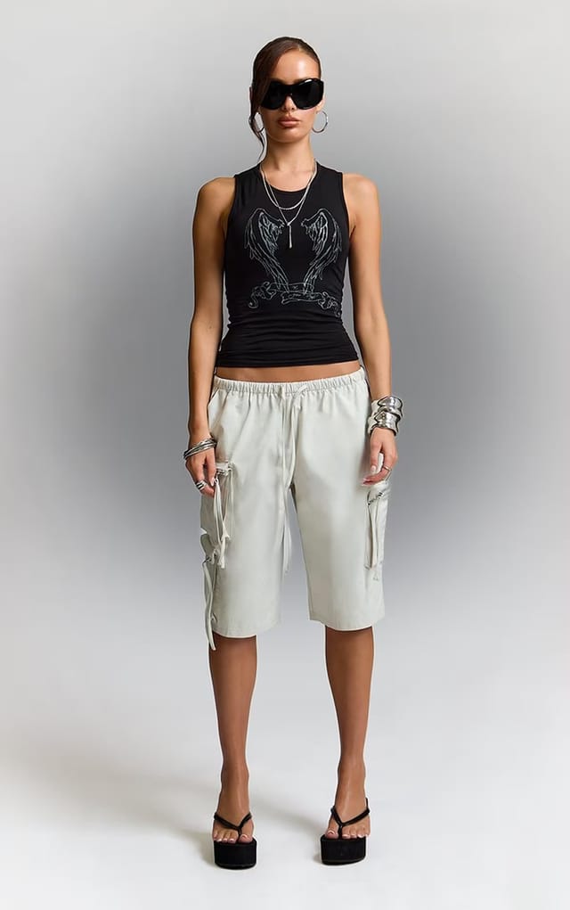 EGO Sleeveless Graphic Vest Top In Black, Women's Size UK 6 - 2