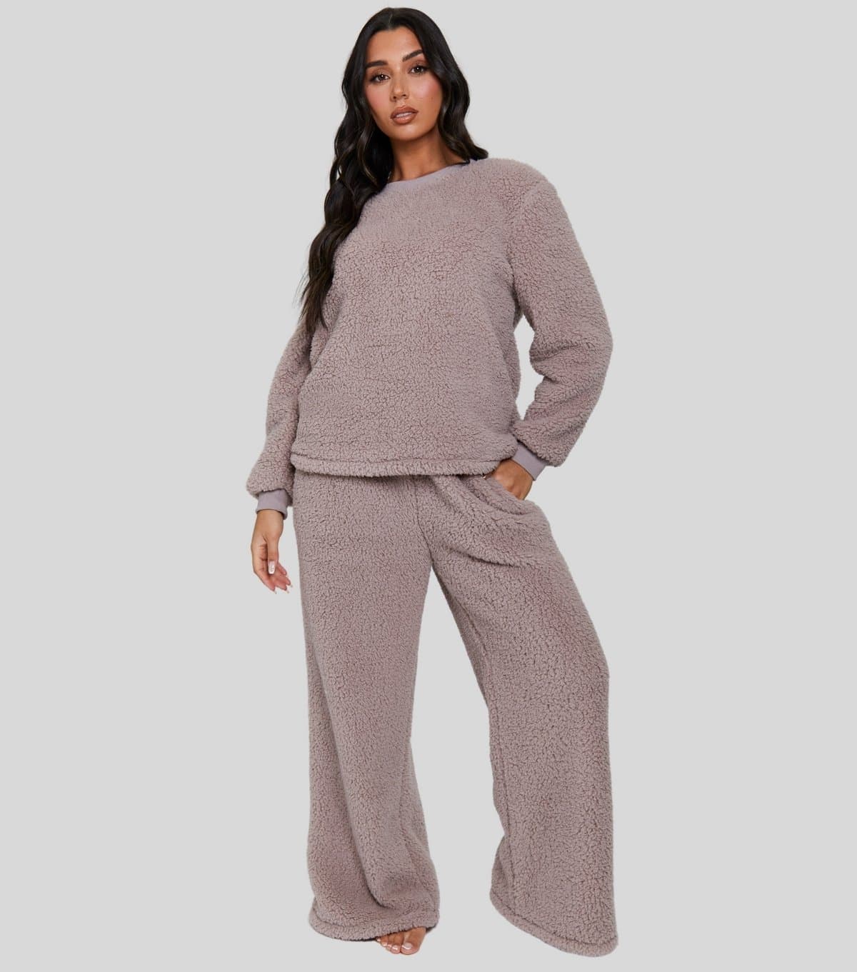 Loungeable Women's Light Brown Borg Pyjama Set Loungeable New Look