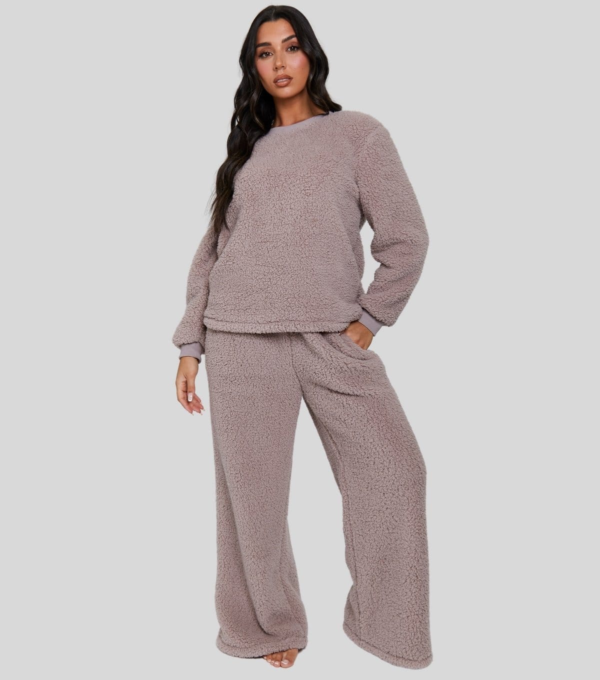 Loungeable Women's Light Brown Borg Pyjama Set Loungeable New Look - 1