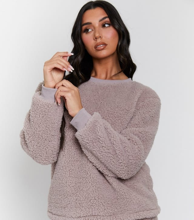 Loungeable Women's Light Brown Borg Pyjama Set Loungeable New Look - 2