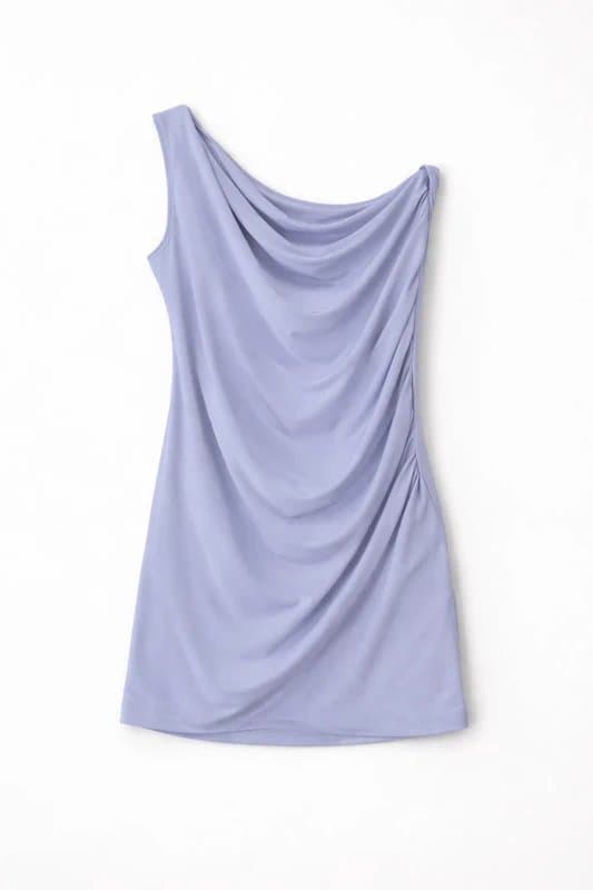 ASOS ASOS Design Lilac Asymmetric One Shoulder Mini Dress UK 16–18