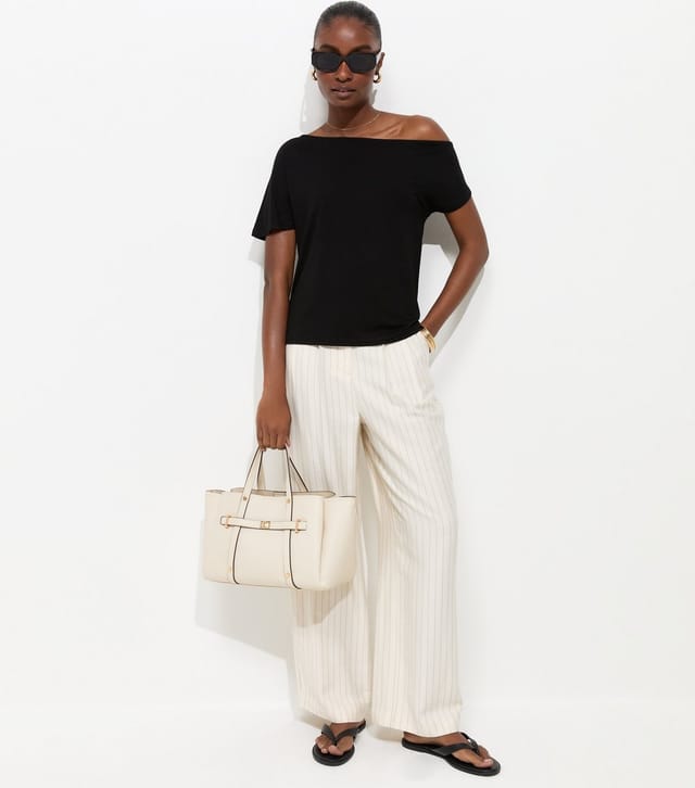 New Look Women's Black Off The Shoulder T-Shirt New Look - 2