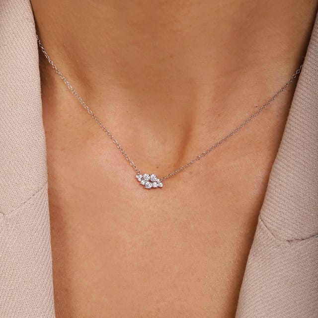Gold Trip Gold Trip Women's Crystal Cluster Necklace in Silver - 2
