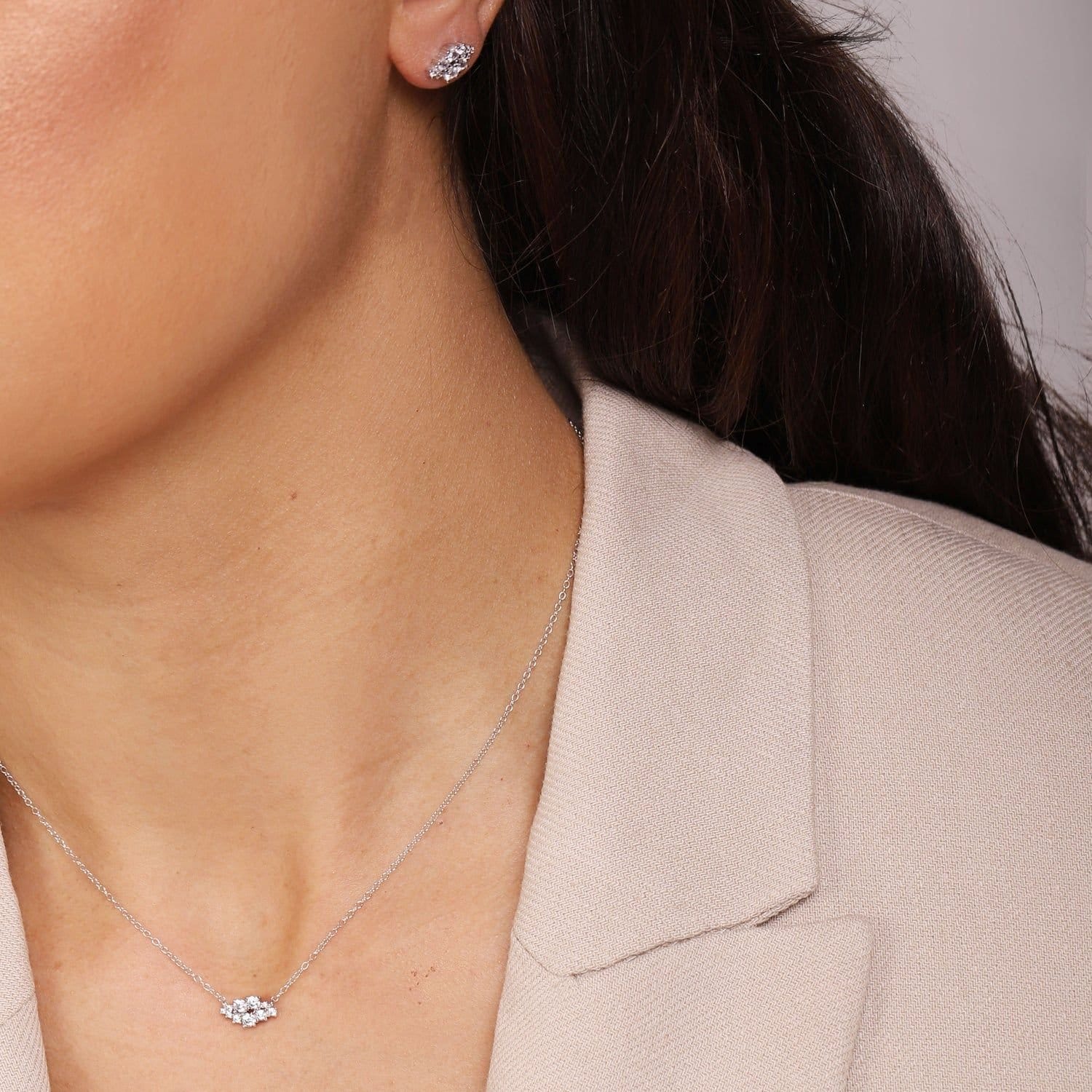 Gold Trip Gold Trip Women's Crystal Cluster Necklace in Silver - 4