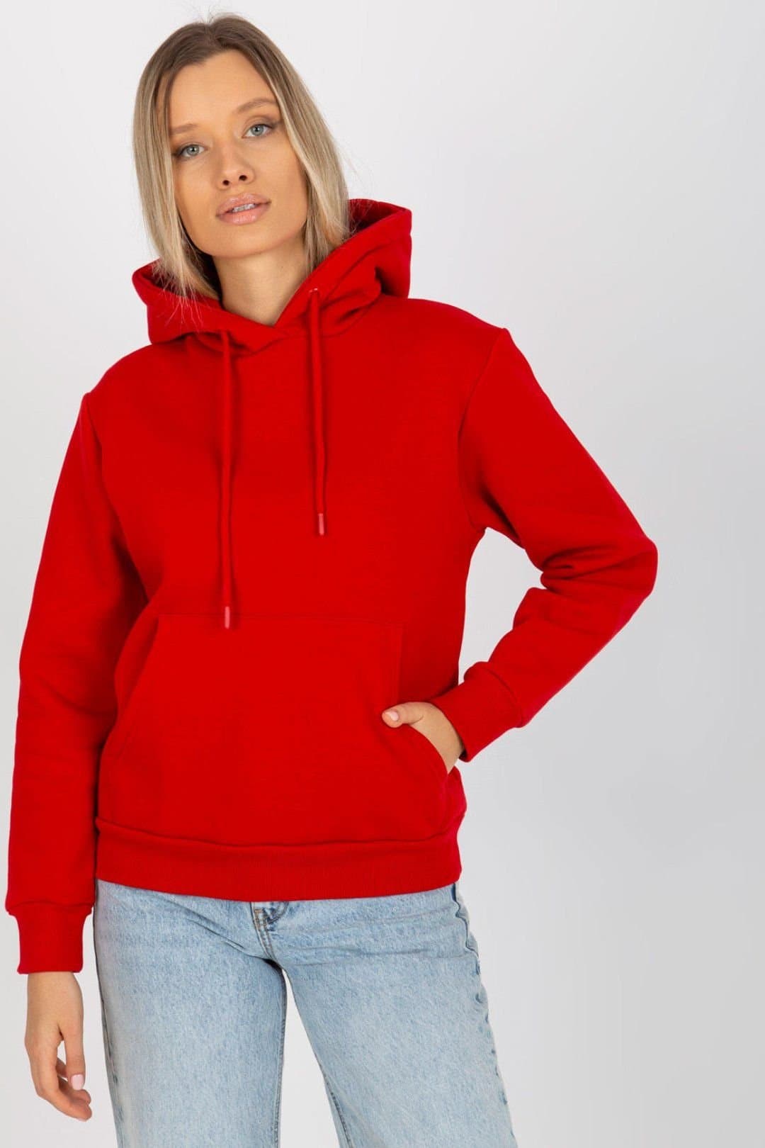 Love Lace Love Lace Women's Long Sleeve Hooded Sweatshirt Kangaroo Pocket in Red