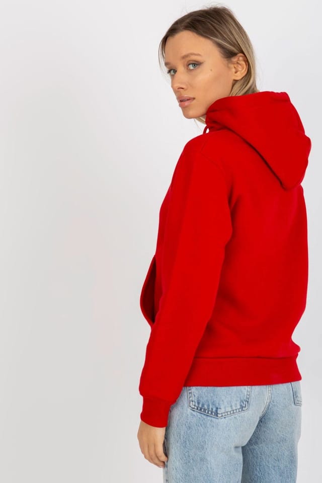 Love Lace Love Lace Women's Long Sleeve Hooded Sweatshirt Kangaroo Pocket in Red - 3