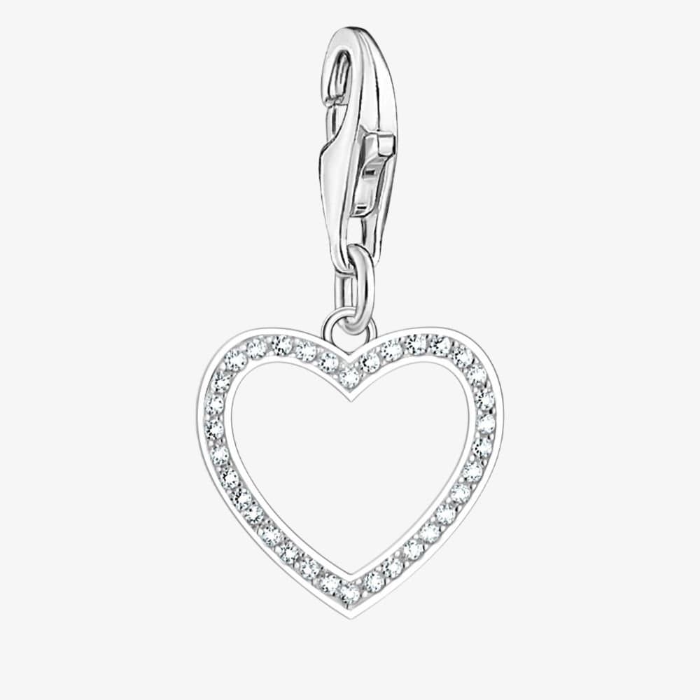 Thomas Sabo THOMAS SABO Women's As We Love Silver Cubic Zirconia Open Heart Dropper Charm 2203-051-14