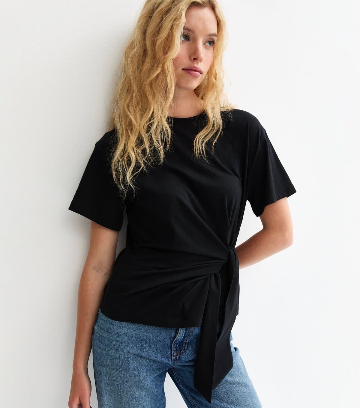 New Look Women's Black Tie Side T-Shirt New Look