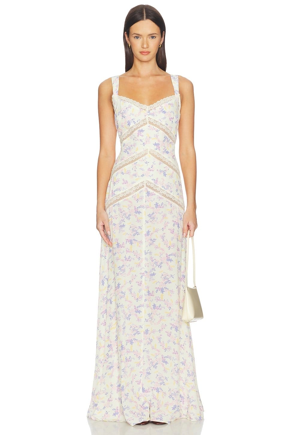 Revolve Green & Pink Floral Gown