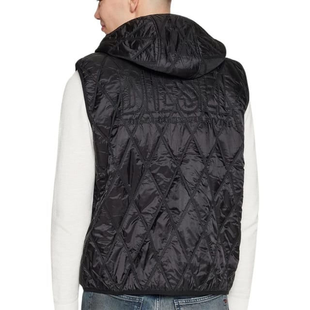 Diesel Diesel Men's Brand Logo Black Quilted Gilet Jacket - 2