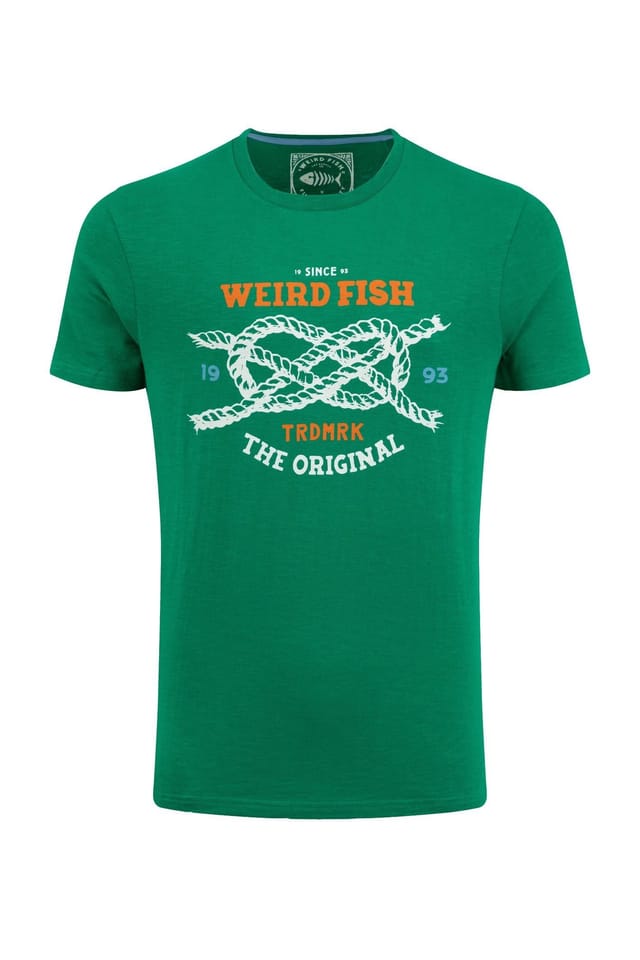 Weird Fish Weird Fish Men's Cast Off-Front Print Graphic T-Shirt in Bright Green - 2