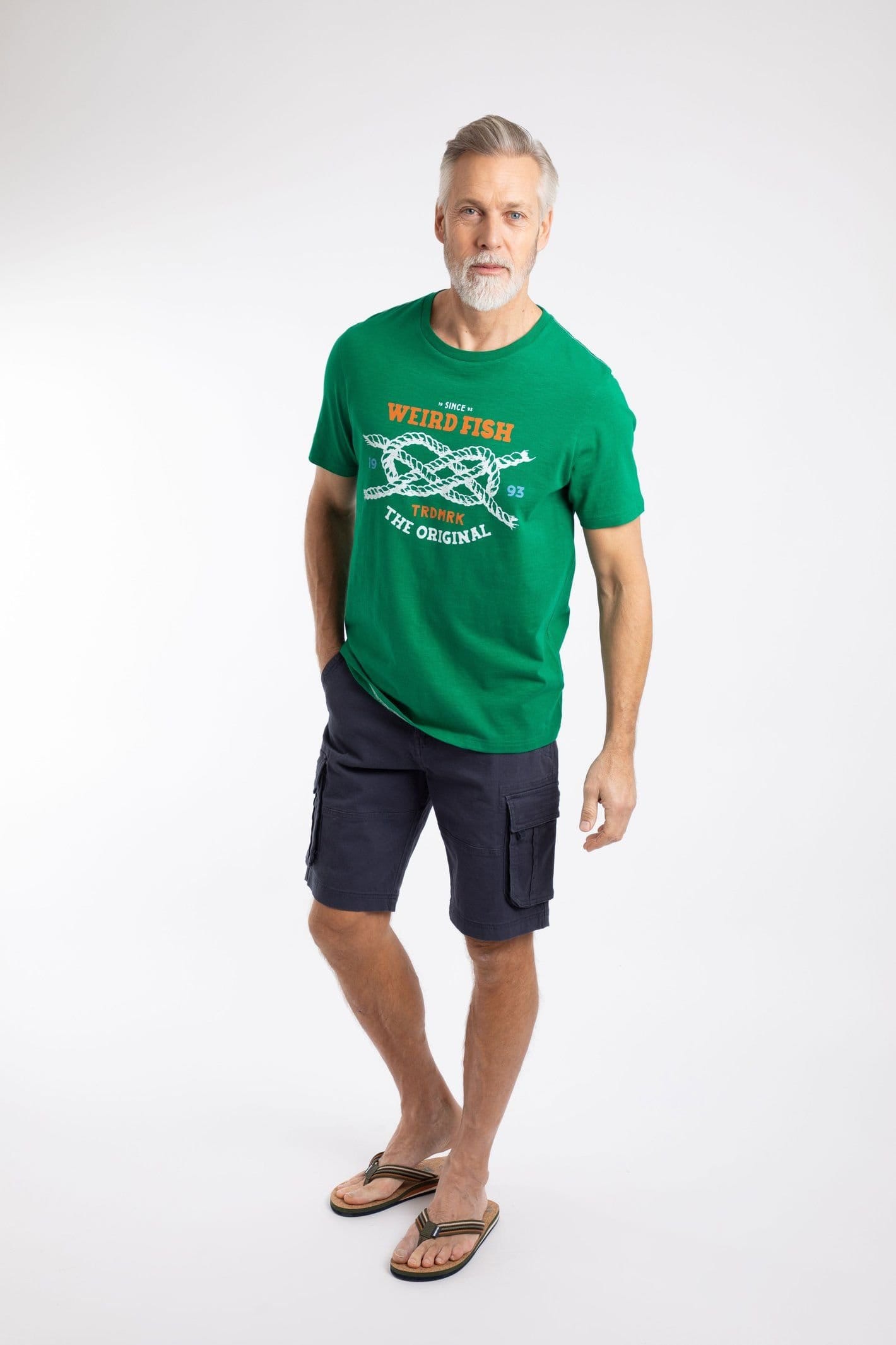 Weird Fish Weird Fish Men's Cast Off-Front Print Graphic T-Shirt in Bright Green - 4