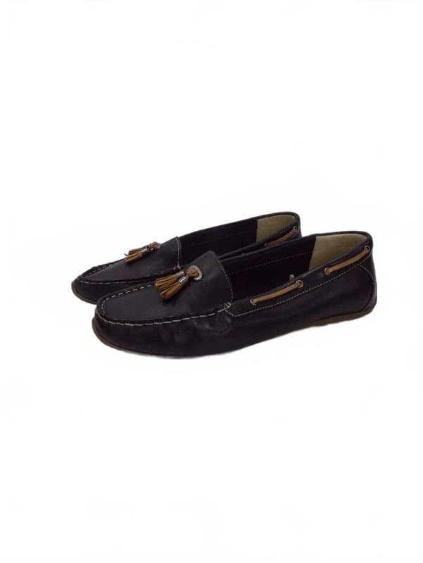 Marks & Spencer Marks & Spencer Wide Fit Shoes UK 6 Womens Black Leather Boat Deck Flat Loafers