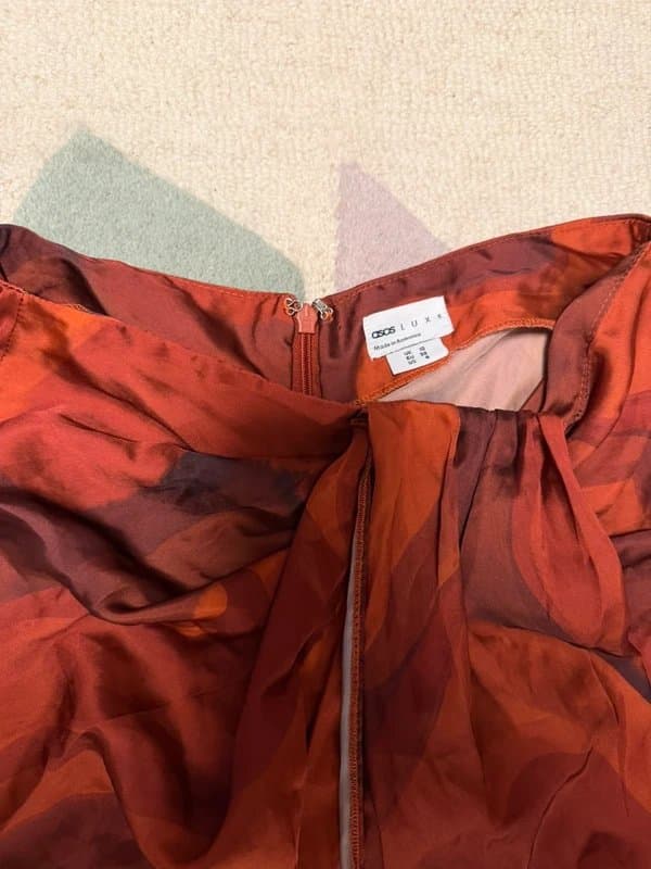 Asos luxe ASOS Luxe Satin Drape Skirt in Abstract Print - Size 10