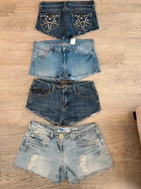 mixed Y2K bundle of micro mini Jean ultra low rise denim shorts 8-10