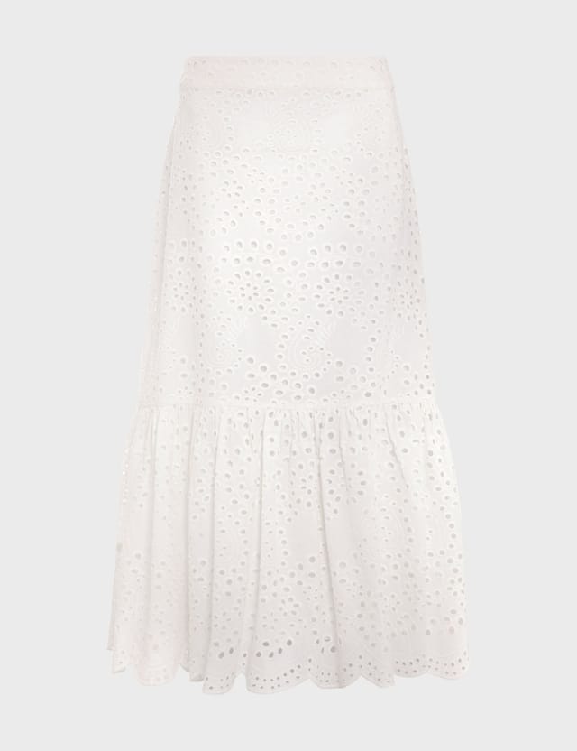 Hobbs London Hobbs London Women's Jemma Cotton Tiered Hem Midi Skirt in White - 2