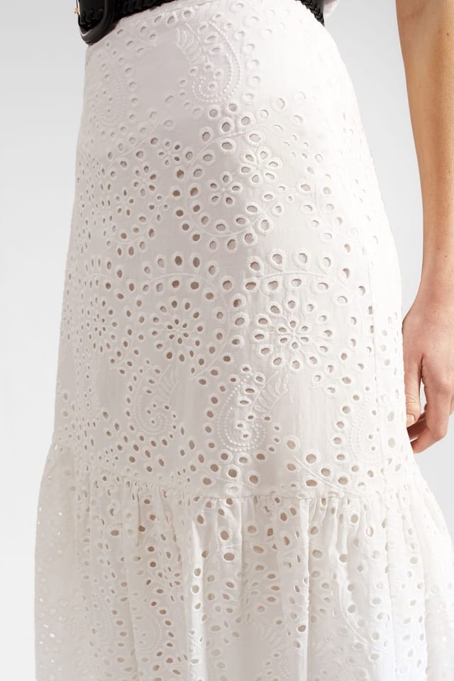 Hobbs London Hobbs London Women's Jemma Cotton Tiered Hem Midi Skirt in White - 3