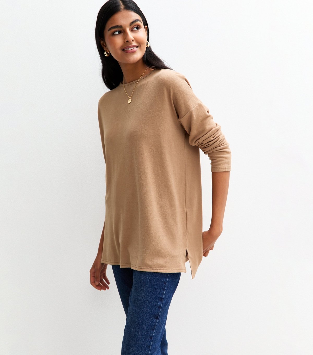 New Look Women's Camel Soft Touch Long Sleeve Top New Look - 3