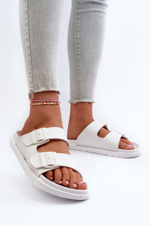 Love Lace Love Lace Women's Big Star Lightweight EVA Foam Adjustable Strap Flip Flops in White - 3