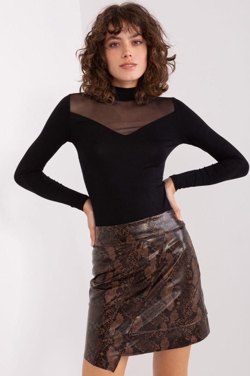 Love Lace Love Lace Women's Viscose Half Turtleneck Long Sleeve Blouse in Black - 1