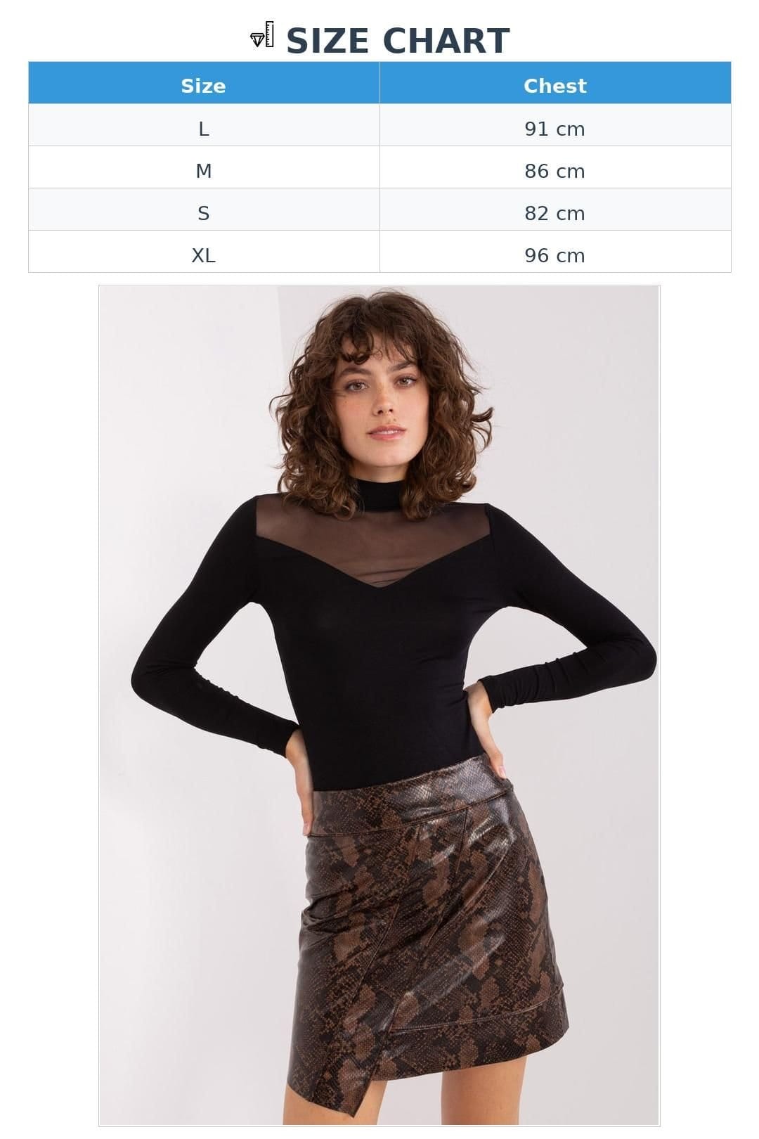 Love Lace Love Lace Women's Viscose Half Turtleneck Long Sleeve Blouse in Black - 4