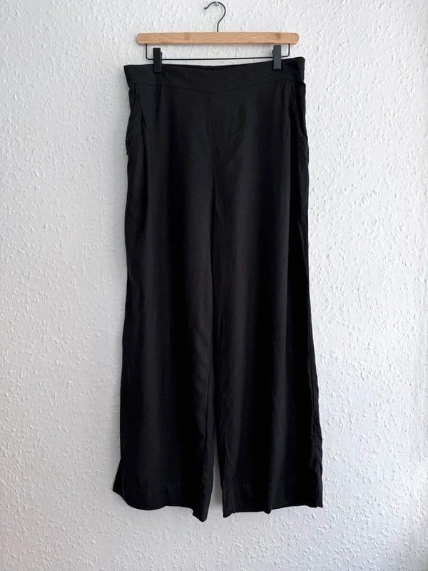 Madewell Women's Madewell Linen Blend Wideleg Black Trouser - size 8uk - 1