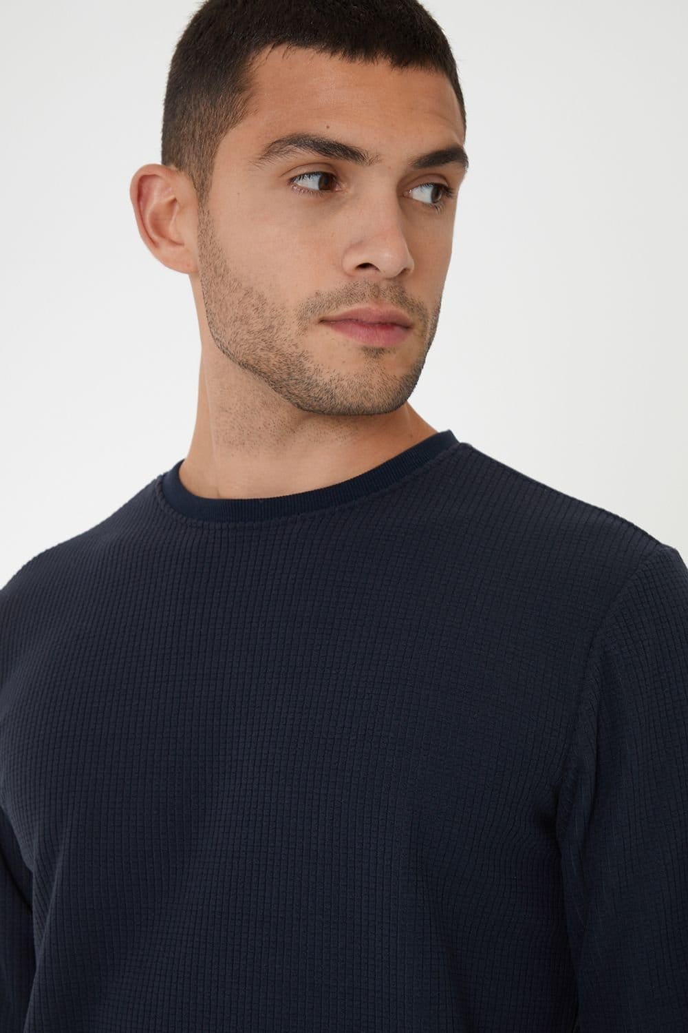 Threadbare Threadbare Men's 'Fentun' Waffle Textured Fleece Loungewear Set in Navy - 4