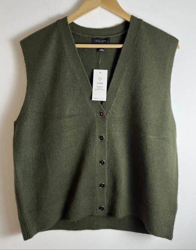 New Look New look - knit button top - size l - green