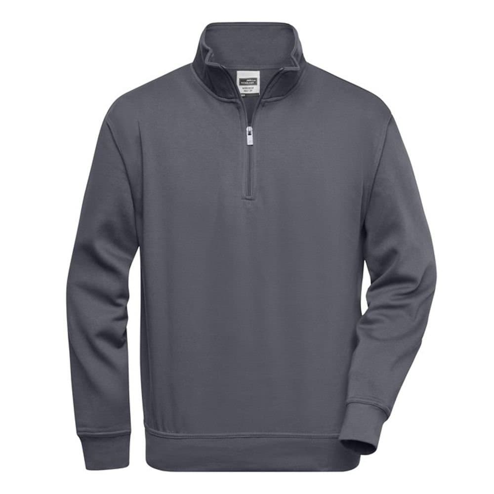James and Nicholson James and Nicholson Men's Workwear Quarter Zip Sweatshirt in Dark Grey