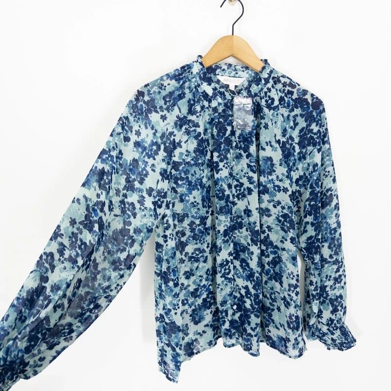 Apricot Apricot Floral Raglan Volume Blouse Size 12 NEW Aqua Blue Chiffon Top