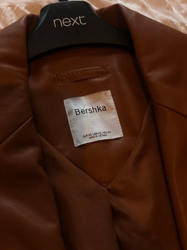 Bershka Brown leather trench coat