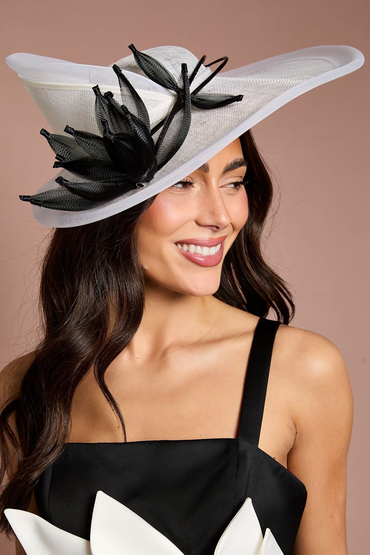 Coast Coast Women's Lisa Tan Flower Detail Fascinator With Curved Edge in Mono