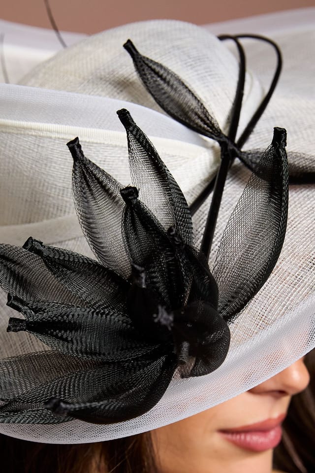 Coast Coast Women's Lisa Tan Flower Detail Fascinator With Curved Edge in Mono - 3