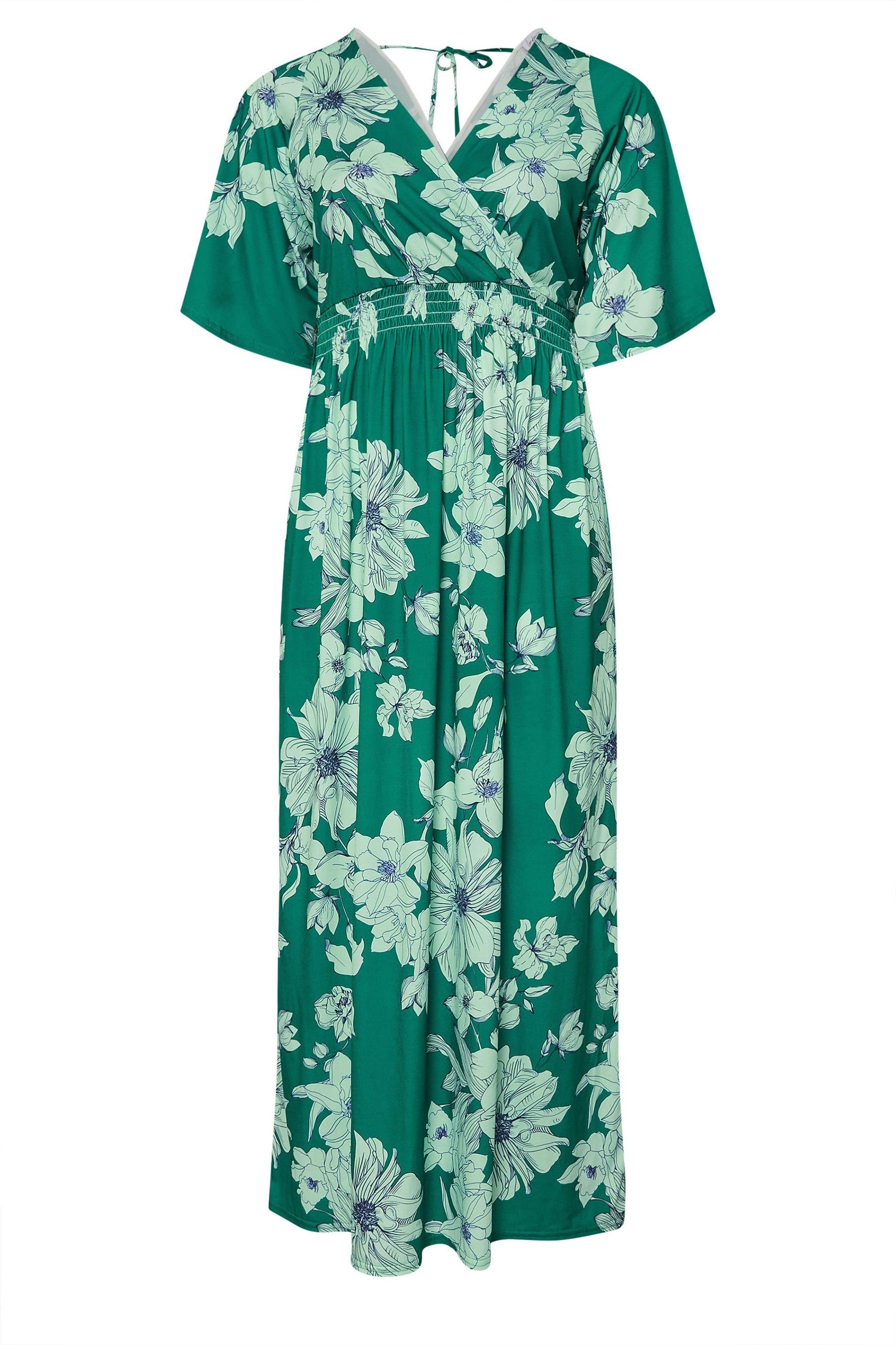 Yours Yours Women's Floral Print Maxi Dress in Green - 2